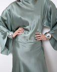 BAYAMO LONG DRESS IN SEA SILK SATIN - De La Vali