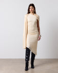 BRUBU MIDI DRESS IN CREAM JERSEY