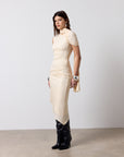 BRUBU MIDI DRESS IN CREAM JERSEY