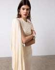 BRUBU MIDI DRESS IN CREAM JERSEY - De La Vali