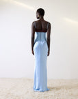 CLEODORA MAXI DRESS IN SKY SILK SATIN - De La Vali
