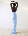CLEODORA MAXI DRESS IN SKY SILK SATIN - De La Vali