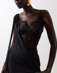 MISTRAL MINI DRESS IN BLACK CHIFFON & LACE