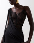 MISTRAL MINI DRESS IN BLACK CHIFFON & LACE - De La Vali