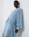 TERRAN MAXI DRESS IN SKY GEORGETTE CHIFFON - De La Vali