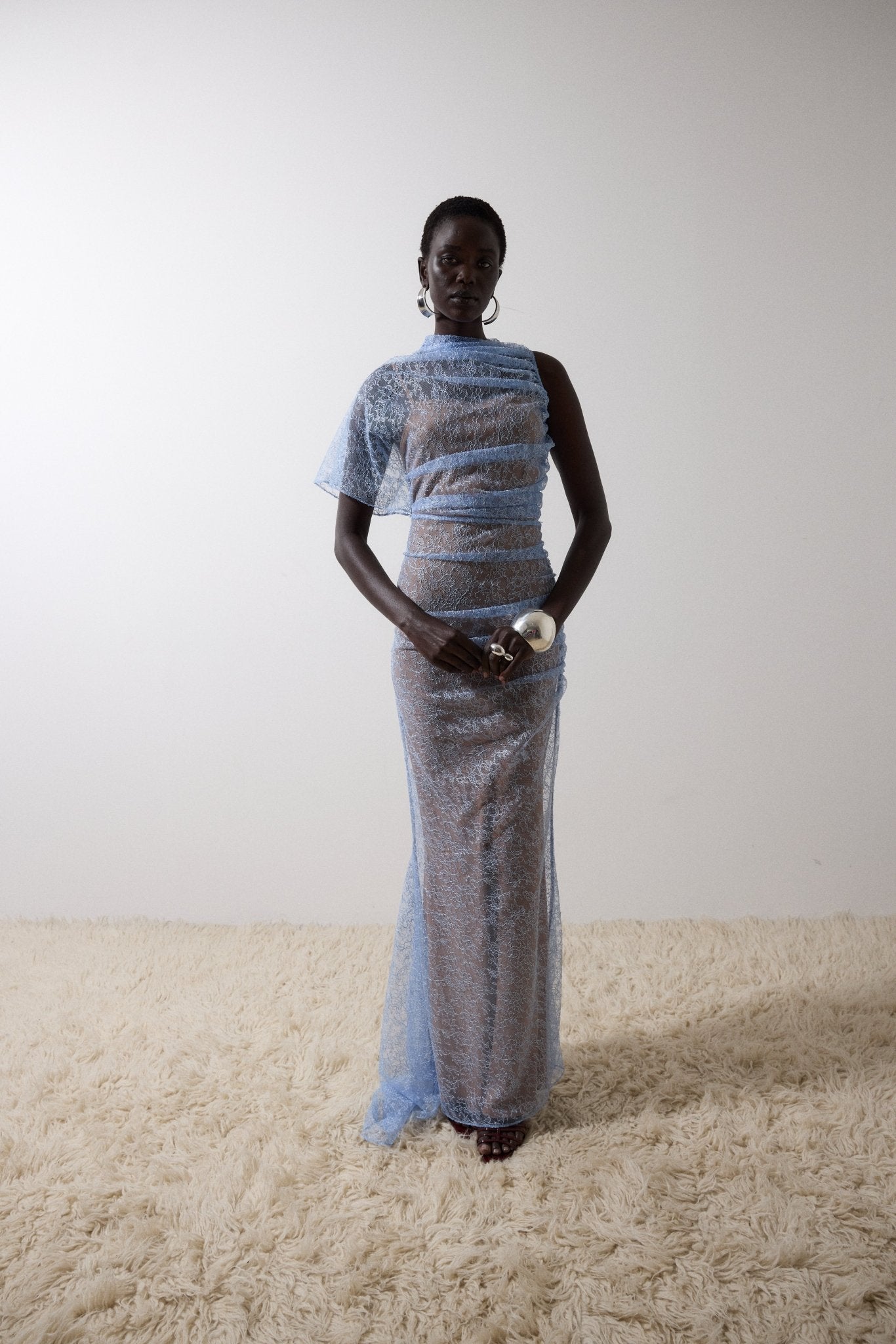 LUCHO MAXI DRESS IN SKY LACE DE LA VALI OFFICIAL LUCHO MAXI DRESS IN SKY LACE DE LA VALI OFFICIAL