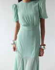 AGUA MAXI DRESS IN SEA GREEN CRINKLE CHIFFON