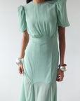 AGUA MAXI DRESS IN SEA GREEN CRINKLE CHIFFON - De La Vali