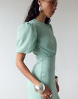 AGUA MAXI DRESS IN SEA GREEN CRINKLE CHIFFON