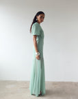 AGUA MAXI DRESS IN SEA GREEN CRINKLE CHIFFON