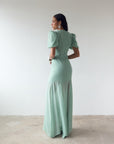 AGUA MAXI DRESS IN SEA GREEN CRINKLE CHIFFON