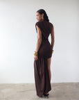 RAVENNA MINI DRESS IN CHOCOLATE BROWN JERSEY