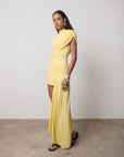 RAVENNA MINI DRESS IN BABY YELLOW JERSEY - De La Vali