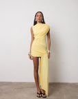 RAVENNA MINI DRESS IN BABY YELLOW JERSEY - De La Vali