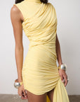 RAVENNA MINI DRESS IN BABY YELLOW JERSEY - De La Vali