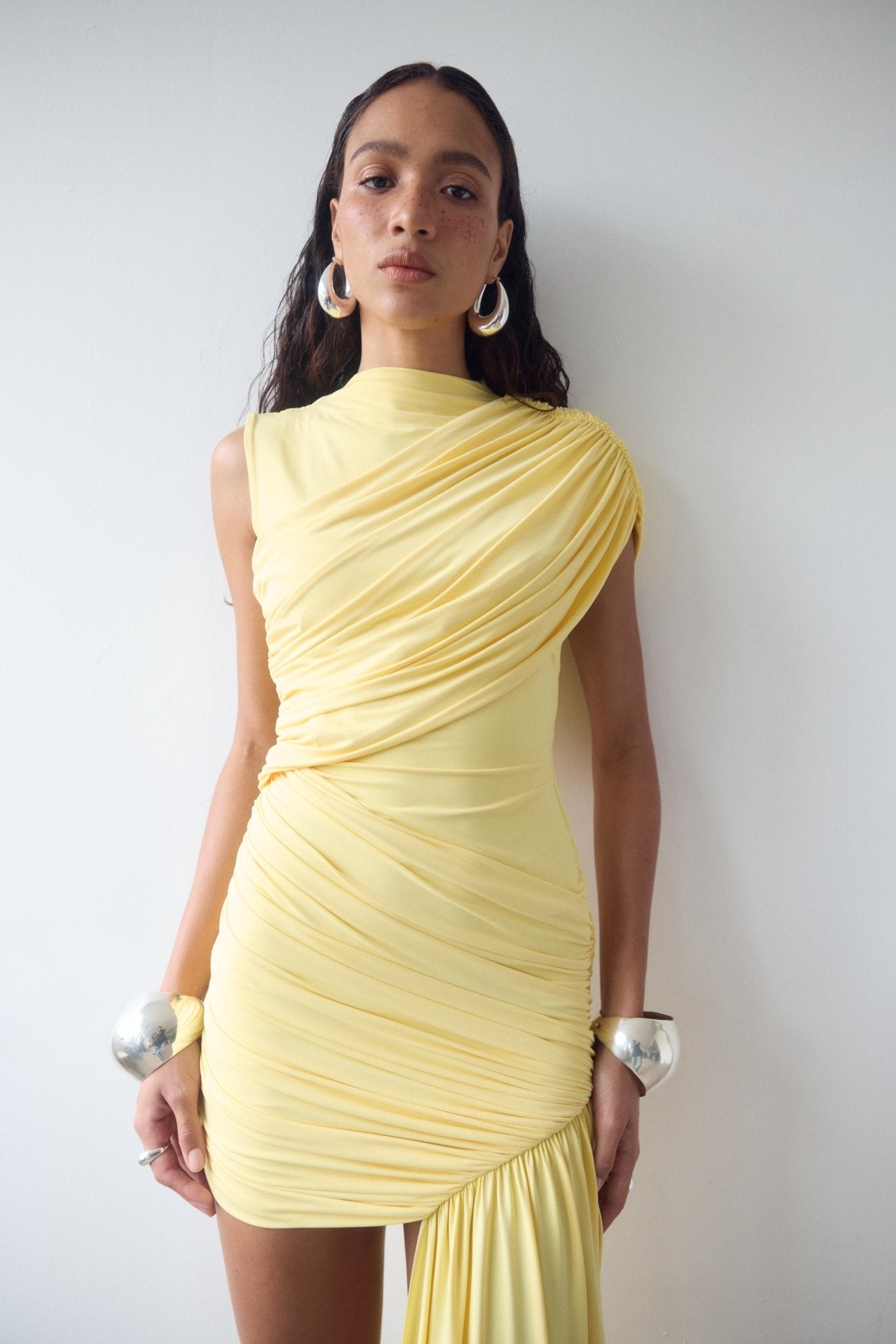 RAVENNA MINI DRESS IN BABY YELLOW JERSEY DE LA VALI OFFICIAL RAVENNA MINI DRESS IN BABY YELLOW JERSEY DE LA VALI OFFICIAL