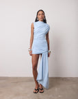 RAVENNA MINI DRESS IN SKY BLUE JERSEY - De La Vali