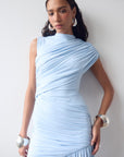 RAVENNA MINI DRESS IN SKY BLUE JERSEY - De La Vali
