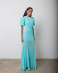 AGUA MAXI DRESS IN TURQUOISE CRINKLE CHIFFON
