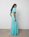 AGUA MAXI DRESS IN TURQUOISE CRINKLE CHIFFON - De La Vali