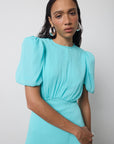 AGUA MAXI DRESS IN TURQUOISE CRINKLE CHIFFON - De La Vali