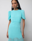 AGUA MAXI DRESS IN TURQUOISE CRINKLE CHIFFON