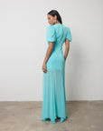 AGUA MAXI DRESS IN TURQUOISE CRINKLE CHIFFON