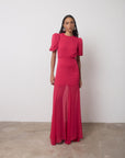 AGUA MAXI DRESS IN FUCHSIA CRINKLE CHIFFON