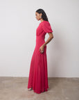 AGUA MAXI DRESS IN FUCHSIA CRINKLE CHIFFON - De La Vali