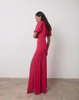 AGUA MAXI DRESS IN FUCHSIA CRINKLE CHIFFON