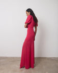 AGUA MAXI DRESS IN FUCHSIA CRINKLE CHIFFON - De La Vali