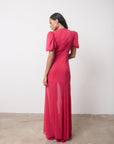 AGUA MAXI DRESS IN FUCHSIA CRINKLE CHIFFON