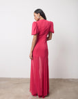 AGUA MAXI DRESS IN FUCHSIA CRINKLE CHIFFON - De La Vali