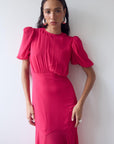 AGUA MAXI DRESS IN FUCHSIA CRINKLE CHIFFON - De La Vali