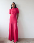 AGUA MAXI DRESS IN FUCHSIA CRINKLE CHIFFON