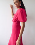 AGUA MAXI DRESS IN FUCHSIA CRINKLE CHIFFON