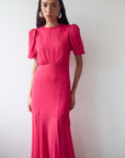 AGUA MAXI DRESS IN FUCHSIA CRINKLE CHIFFON