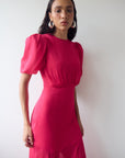 AGUA MAXI DRESS IN FUCHSIA CRINKLE CHIFFON