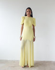 AGUA MAXI DRESS IN BABY YELLOW CRINKLE CHIFFON - De La Vali