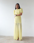 AGUA MAXI DRESS IN BABY YELLOW CRINKLE CHIFFON
