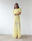AGUA MAXI DRESS IN BABY YELLOW CRINKLE CHIFFON - De La Vali
