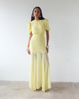 AGUA MAXI DRESS IN BABY YELLOW CRINKLE CHIFFON