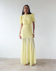 AGUA MAXI DRESS IN BABY YELLOW CRINKLE CHIFFON - De La Vali