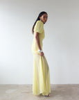 AGUA MAXI DRESS IN BABY YELLOW CRINKLE CHIFFON