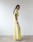 AGUA MAXI DRESS IN BABY YELLOW CRINKLE CHIFFON - De La Vali