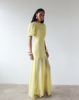 AGUA MAXI DRESS IN BABY YELLOW CRINKLE CHIFFON - De La Vali