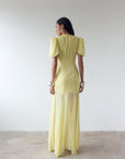 AGUA MAXI DRESS IN BABY YELLOW CRINKLE CHIFFON - De La Vali