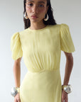 AGUA MAXI DRESS IN BABY YELLOW CRINKLE CHIFFON