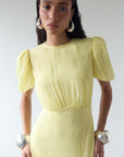 AGUA MAXI DRESS IN BABY YELLOW CRINKLE CHIFFON - De La Vali