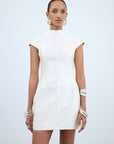 ZENA MINI DRESS IN IVORY TWILL - De La Vali